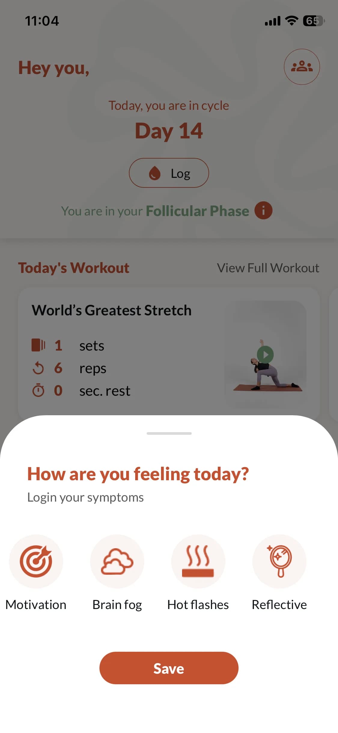 Thryvvs mobile app — symptom logging and personalised insights